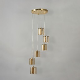 Farah Ceiling Pendant Light with Champagne Glass Shades, Satin Brass - thumbnail 5