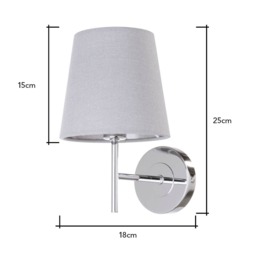 Mira Wall Light with Grey Shade, Chrome - thumbnail 7