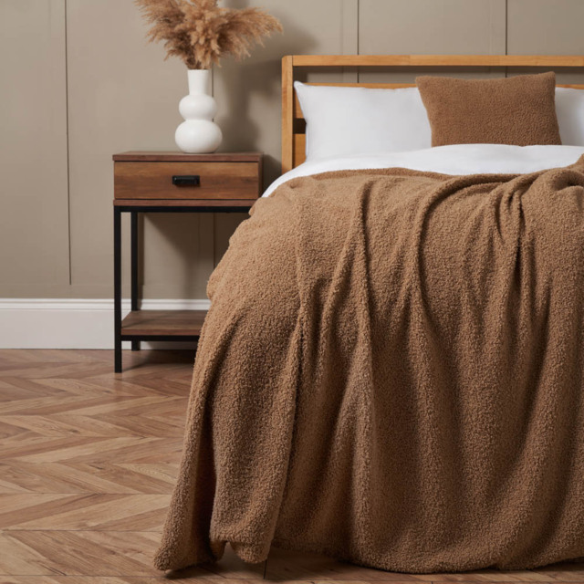 Really Soft Teddy Bear Fleece Throw, Brown - image 1