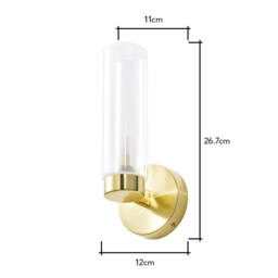Riona Bathroom Wall Light, Satin Brass - thumbnail 7