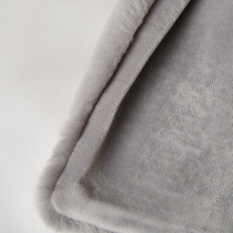Faux Fur Throw with Velvet Backing, Grey - thumbnail 4