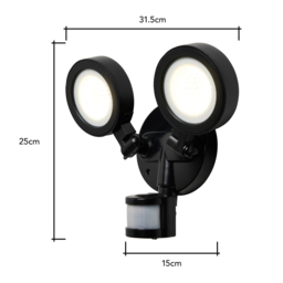 Ernie Adjustable Outdoor LED Flood Light with PIR Sensor, Black - thumbnail 7