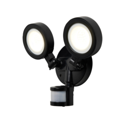Ernie Adjustable Outdoor LED Flood Light with PIR Sensor, Black - thumbnail 1