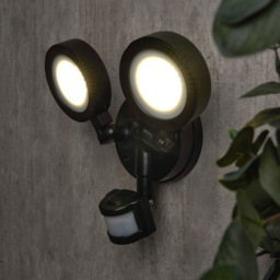 Ernie Adjustable Outdoor LED Flood Light with PIR Sensor, Black - thumbnail 3