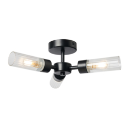Kier Semi Flush Bathroom Ceiling Light, Black