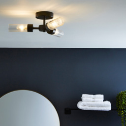 Kier Semi Flush Bathroom Ceiling Light, Black - thumbnail 3