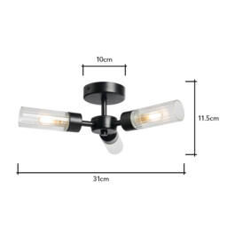 Kier Semi Flush Bathroom Ceiling Light, Black - thumbnail 9