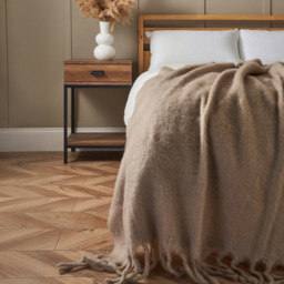 Mohair Tassel Throw, Taupe