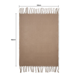 Mohair Tassel Throw, Taupe - thumbnail 6