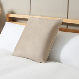 Small Velour Piped Cushion, Natural - thumbnail 1
