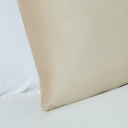 Small Velour Piped Cushion, Natural - thumbnail 4