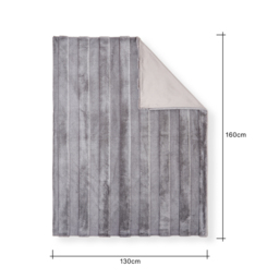 Faux Fur Stripe Cut Throw, Grey - thumbnail 7