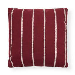 Embroidered Stripe Cushion, Merlot - thumbnail 3