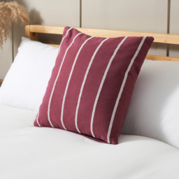 Embroidered Stripe Cushion, Merlot - thumbnail 1