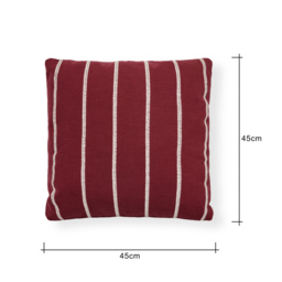Embroidered Stripe Cushion, Merlot - thumbnail 7
