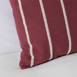 Embroidered Stripe Cushion, Merlot - thumbnail 4