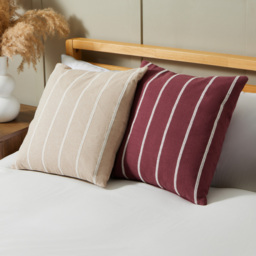 Embroidered Stripe Cushion, Merlot - thumbnail 6