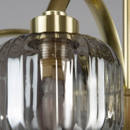 Lyna Large Semi Flush Ceiling Light with Smoked Glass Shades, Satin Brass - thumbnail 6