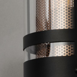 Malone Outdoor Wall Light with Brass Mesh, Black - thumbnail 6