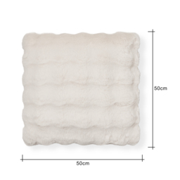 Scalloped Faux Fur Cushion, Cream - thumbnail 6