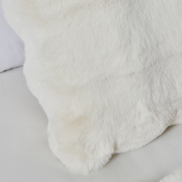 Scalloped Faux Fur Cushion, Cream - thumbnail 4