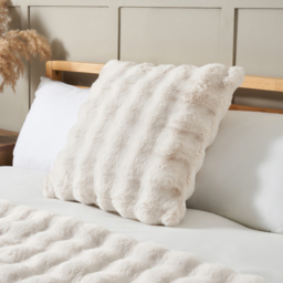 Scalloped Faux Fur Cushion, Cream