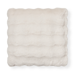 Scalloped Faux Fur Cushion, Cream - thumbnail 3