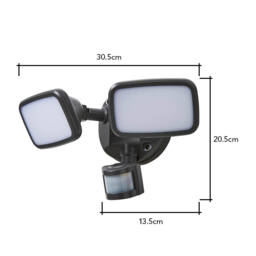 Wilson Twin 20 Watt LED Outdoor Flood Light with PIR Sensor, Dark Grey - thumbnail 7