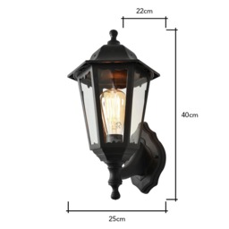 Ferris Outdoor Polycarbonate Wall Lantern, Black - thumbnail 8