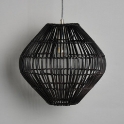 Bamboo Bobbin Herringbone Cable Ceiling Pendant Light, Black - thumbnail 5