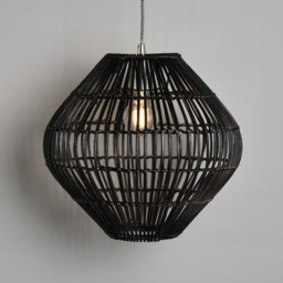 Bamboo Bobbin Herringbone Cable Ceiling Pendant Light, Black - thumbnail 4