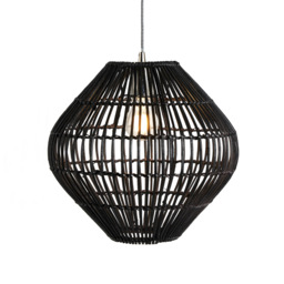 Bamboo Bobbin Herringbone Cable Ceiling Pendant Light, Black - thumbnail 7