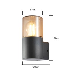 Rome Outdoor Round Up Wall Light with Smoked Shade, Grey - thumbnail 7