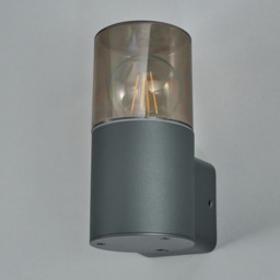Rome Outdoor Round Up Wall Light with Smoked Shade, Grey - thumbnail 5