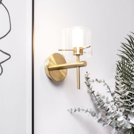 Jean Single Bathroom Wall Light, Satin Brass - thumbnail 2