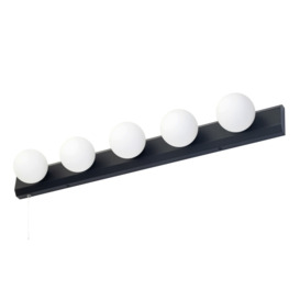 Lara Hollywood Style Bathroom Wall Light, Matte Black