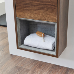 Dark Oak 400mm Wall Hung Open Shelf Cloakroom Basin Vanity Unit Milano Bexley - thumbnail 5