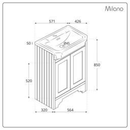 Light Grey Traditional 570mm Free Standing Basin Vanity Unit with Black Bar Handle - thumbnail 3