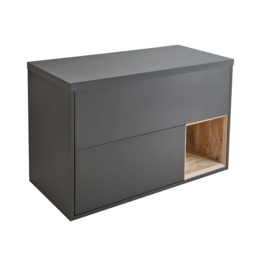 Black Grey 1000mm Wall Hung Open Shelf Vanity Unit Milano Bexley - thumbnail 5