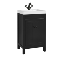 Milano Aston - Black Grey 500mm Traditional Vanity Unit with Basin and Black Classic Round Handles