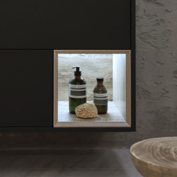 600mm Black Grey Wall Hung Vanity Unit with Oval Graphite Countertop Basin - With LED - Milano Bexley - thumbnail 4