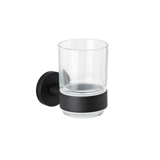 Milano Nero - Black Modern Wall Hung Tumbler with Holder