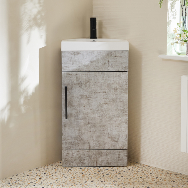 Milano Lurus - 450mm Modern Cloakroom Corner Vanity Unit with Basin - Choice of Handles