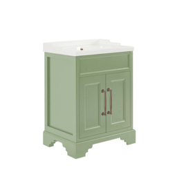 Pastel Green Traditional 630mm Floor Standing Basin Vanity Unit with Oil Rubbed Bronze Classic Bar Handle Milano Thornton - thumbnail 6