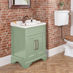 Pastel Green Traditional 630mm Floor Standing Basin Vanity Unit with Oil Rubbed Bronze Classic Bar Handle Milano Thornton - thumbnail 3