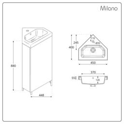 450mm Anthracite Grey Modern Floor Standing Bathroom Corner Vanity Unit with Black Pull Handle - thumbnail 4