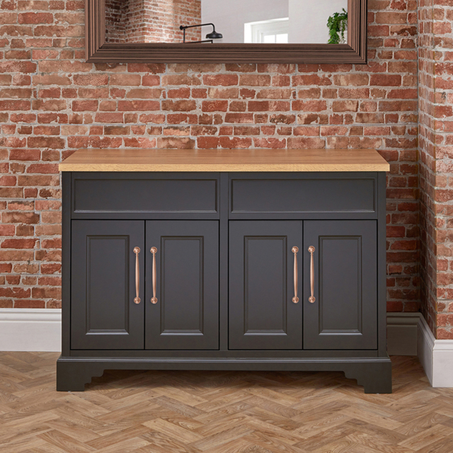Milano Thornton - Black Grey 1210mm Traditional Vanity Unit with Classic T-Bar Aged Bronze Handles