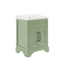 Pastel Green Traditional 630mm Free Standing Basin Vanity Unit with Black Classic Bar Handle Milano Thornton - thumbnail 6