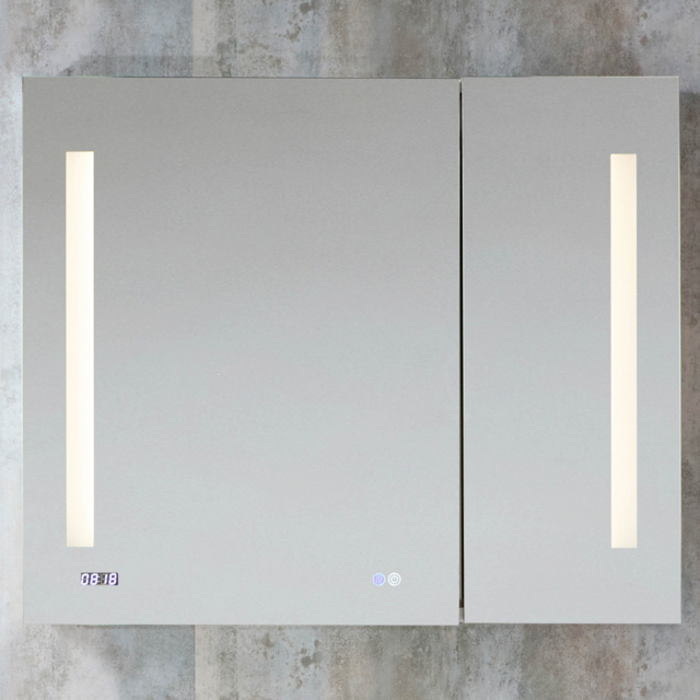 Milano Ossa - Modern LED Anti-Fog LED Mirrored Cabinet - 900mm x 750mm