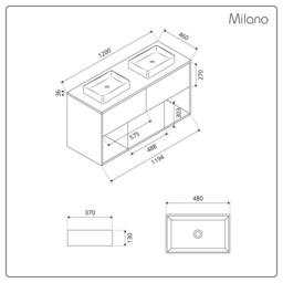 1200mm Light Oak Wall Hung Vanity Unit with Twin Basins & LED Light - thumbnail 8